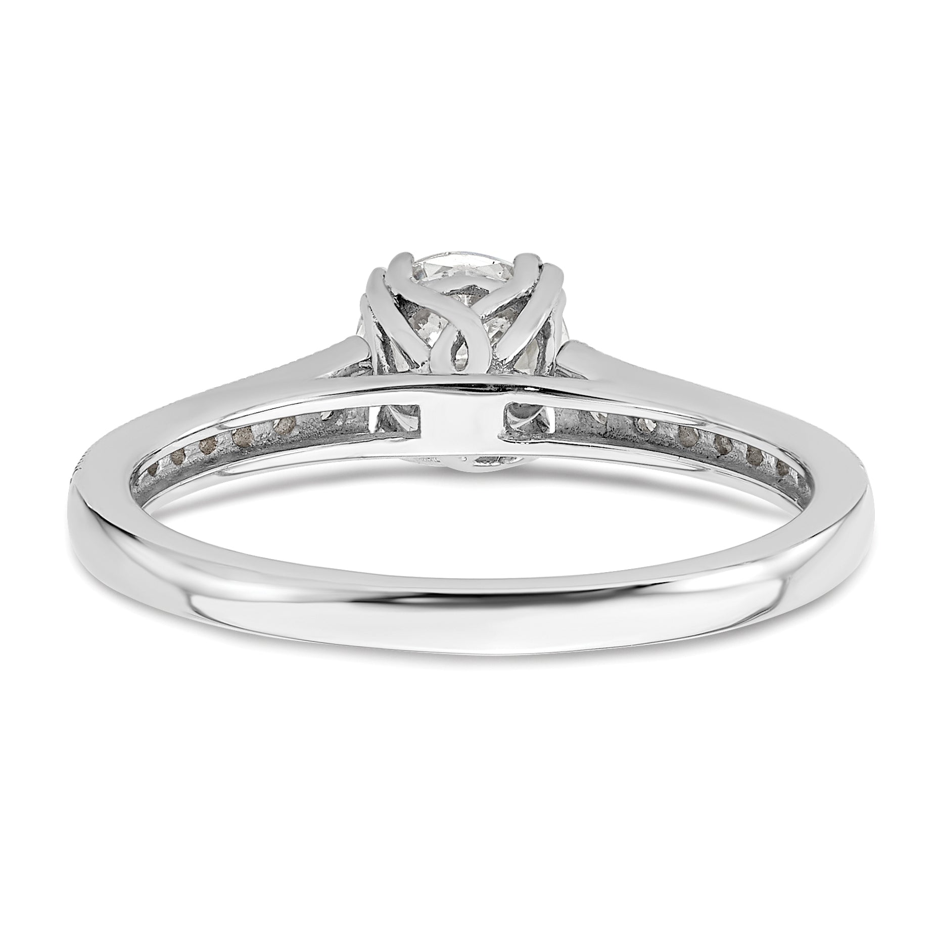 0.75ct. CZ Solid Real 14k White Polish 3/4ct Round Engagement Dia Ring