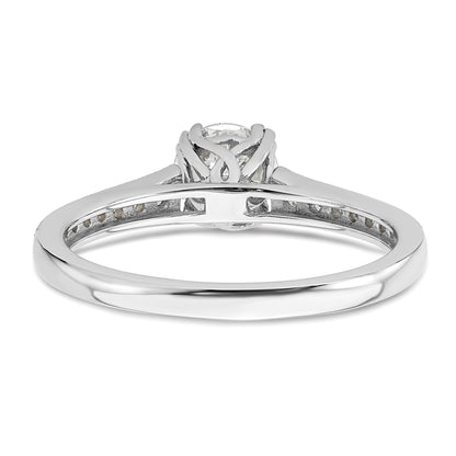 0.75ct. CZ Solid Real 14k White Polish 3/4ct Round Engagement Dia Ring
