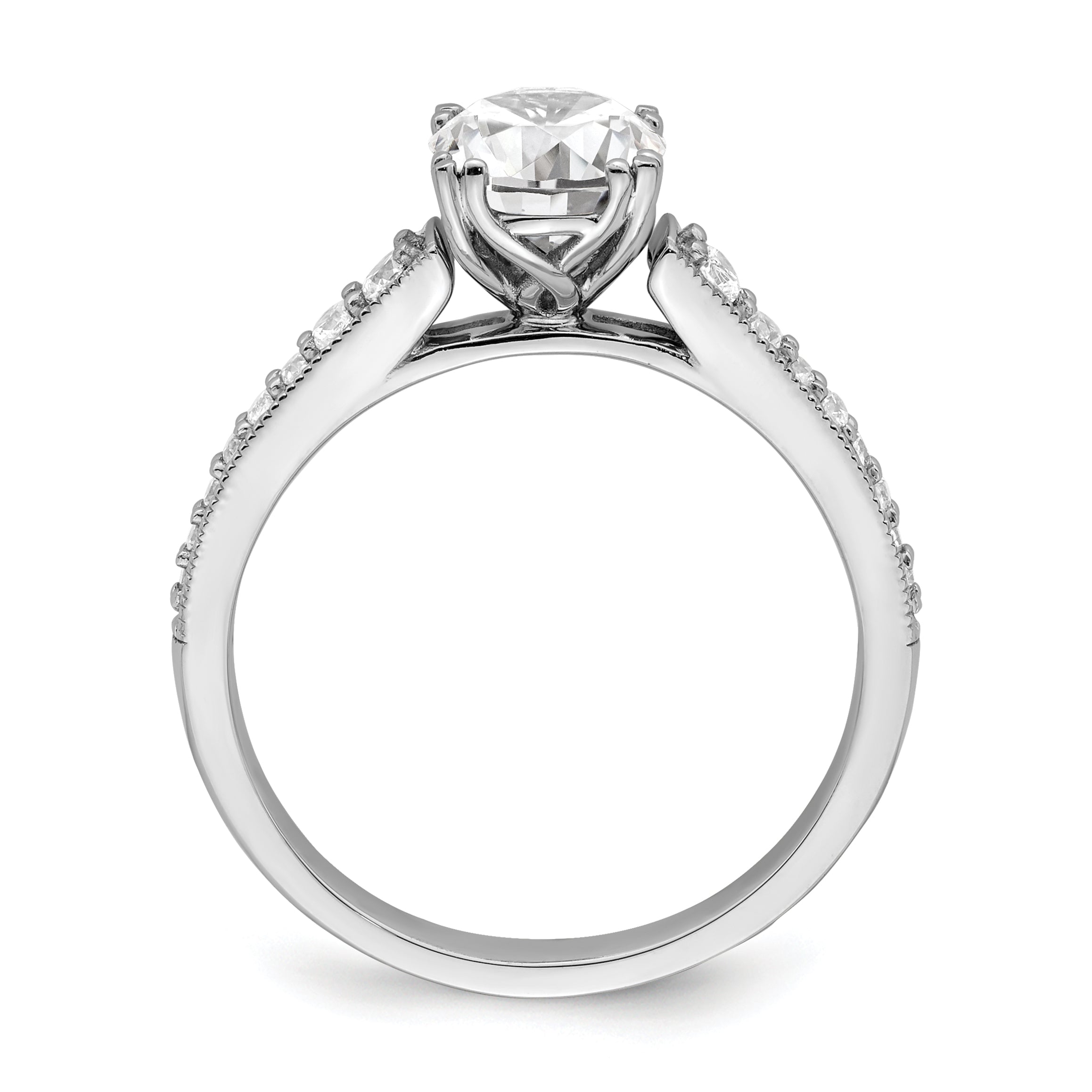 1.00ct. CZ Solid Real 14k White Polish 1ct Round Engagement Dia Ring