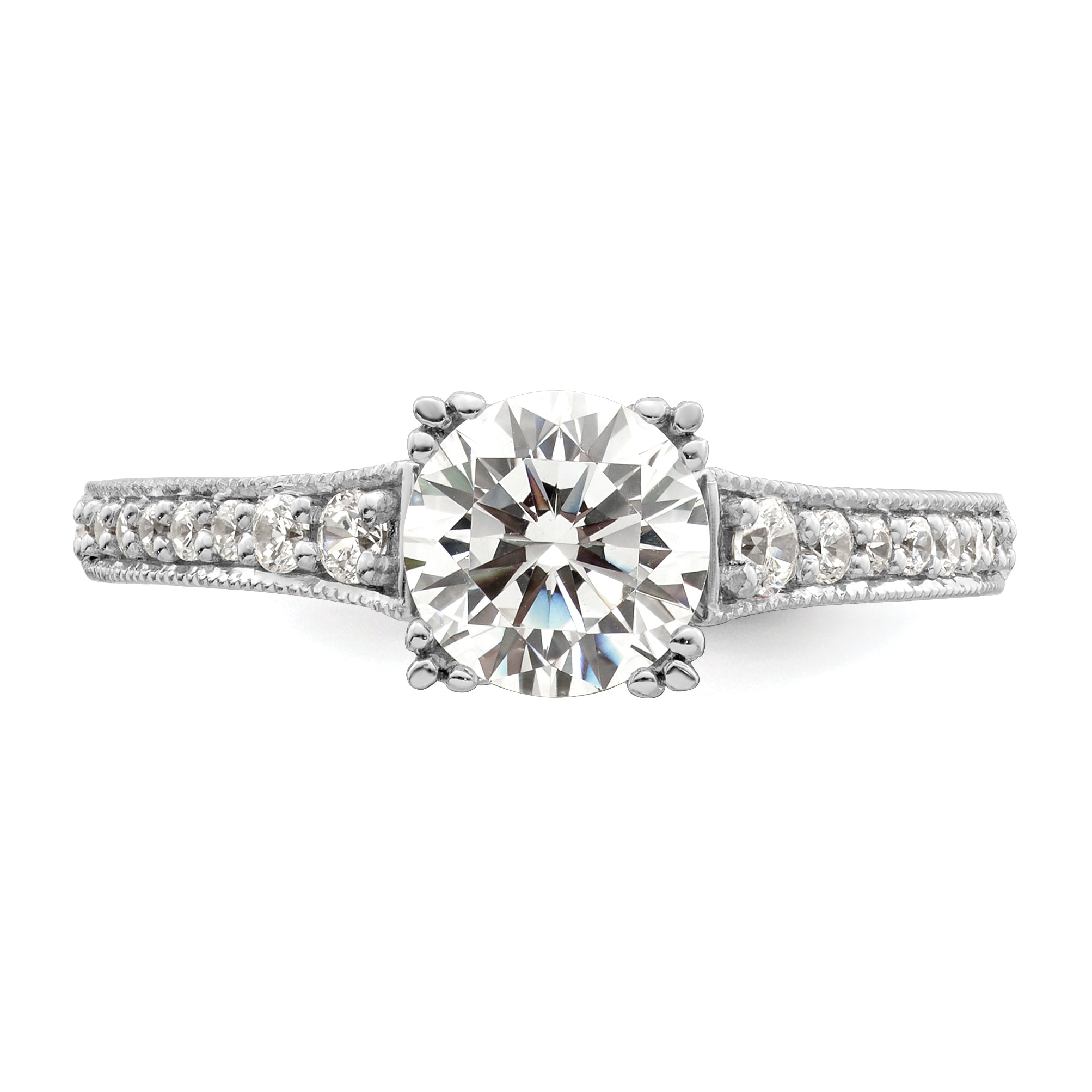 1.00ct. CZ Solid Real 14k White Polish 1ct Round Engagement Dia Ring