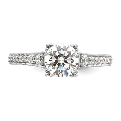 1.00ct. CZ Solid Real 14k White Polish 1ct Round Engagement Dia Ring