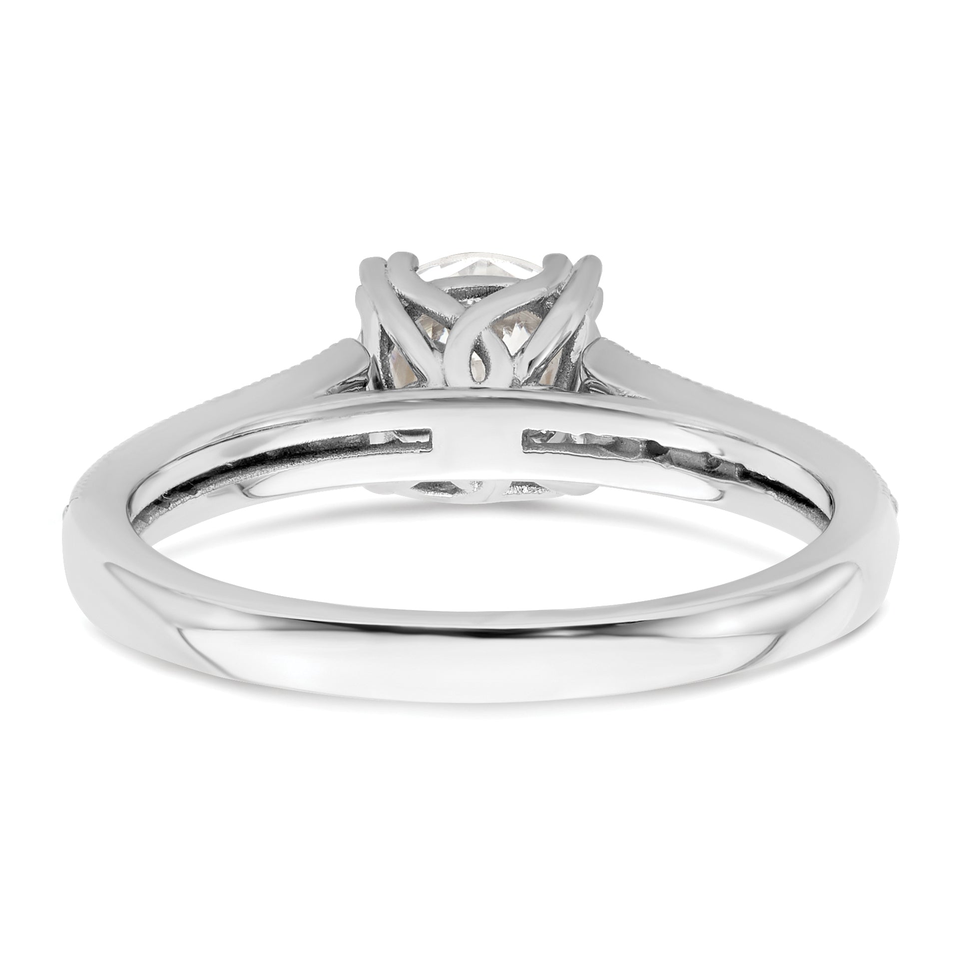 0.50ct. CZ Solid Real 14k White Polish 1/2ct Round Engagement Dia Ring