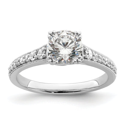 1.00ct. CZ Solid Real 14k White Polish 1ct Round Engagement Dia Ring