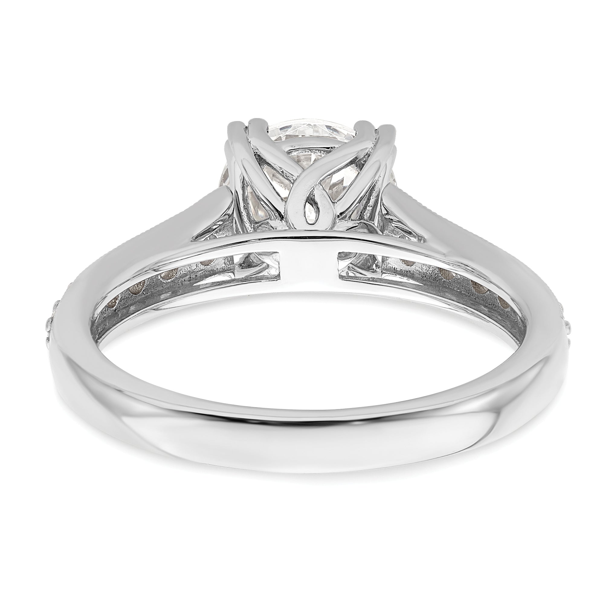 1.50ct. CZ Solid Real 14k White Polish 1 1/2ct Round Engagement Dia Ring