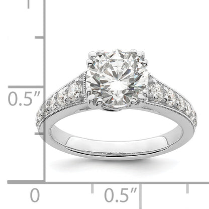 2.00ct. CZ Solid Real 14k White Polish 2ct Round Engagement Dia Ring