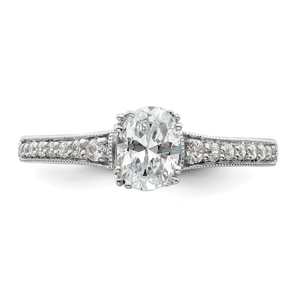 0.50ct. CZ Solid Real 14k Yellow Polish 1/2ct Oval Engagement Dia Ring