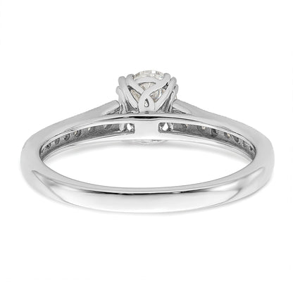 0.50ct. CZ Solid Real 14k White Polish 1/2ct Oval Engagement Dia Ring