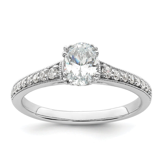 0.50ct. CZ Solid Real 14k Yellow Polish 1/2ct Oval Engagement Dia Ring