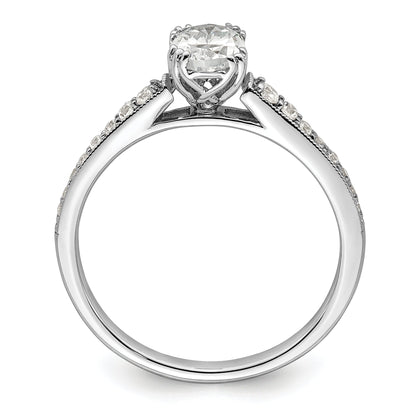 0.75ct. CZ Solid Real 14k White Polish 3/4ct Oval Engagement Dia Ring
