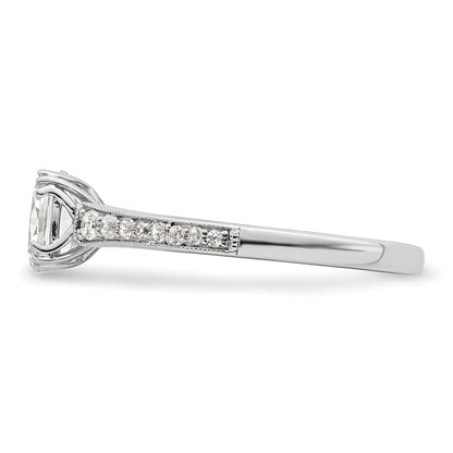 0.75ct. CZ Solid Real 14k White Polish 3/4ct Oval Engagement Dia Ring