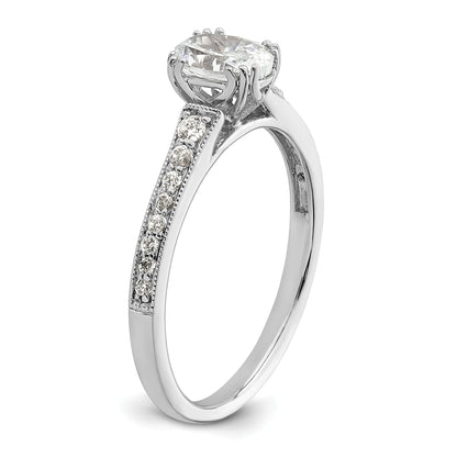 0.75ct. CZ Solid Real 14k White Polish 3/4ct Oval Engagement Dia Ring