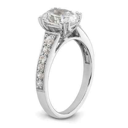 1.50ct. CZ Solid Real 14k White Polish 1 1/2ct Oval Engagement Dia Ring