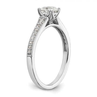 0.50ct. CZ Solid Real 14k White Polish 1/2ct Cushion Engagement Dia Ring