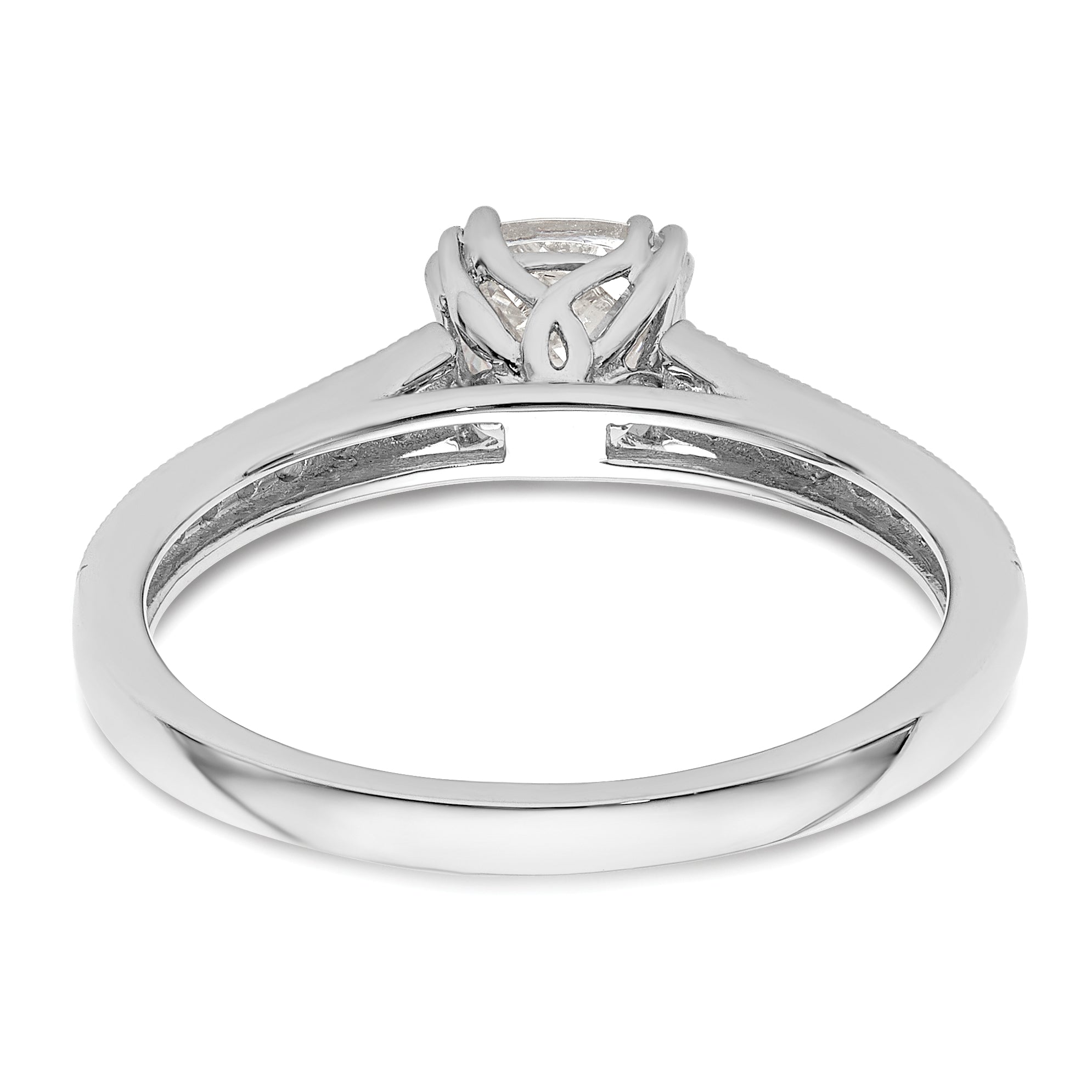 0.75ct. CZ Solid Real 14k White Polish 3/4ct Cushion Engagement Dia Ring