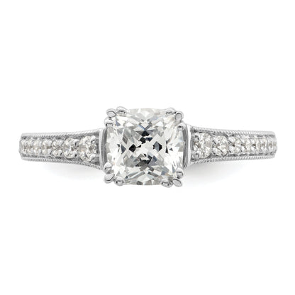 1.00ct. CZ Solid Real 14k White Polish 1ct Cushion Engagement Dia Ring