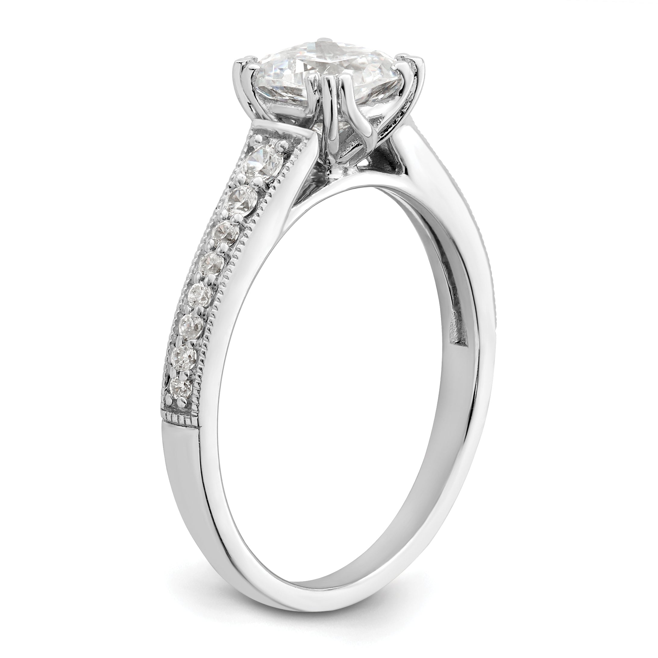 1.00ct. CZ Solid Real 14k White Polish 1ct Cushion Engagement Dia Ring