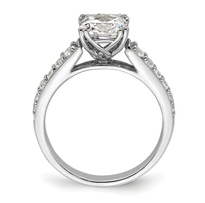 1.50ct. CZ Solid Real 14k White Polish 1 1/2ct Cushion Engagement Dia Ring