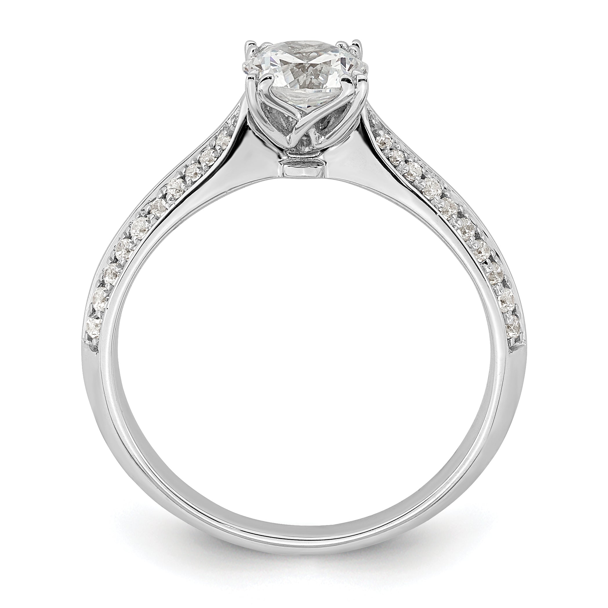 0.75ct. CZ Solid Real 14k White Polish 3/4ct Round Engagement Dia Ring