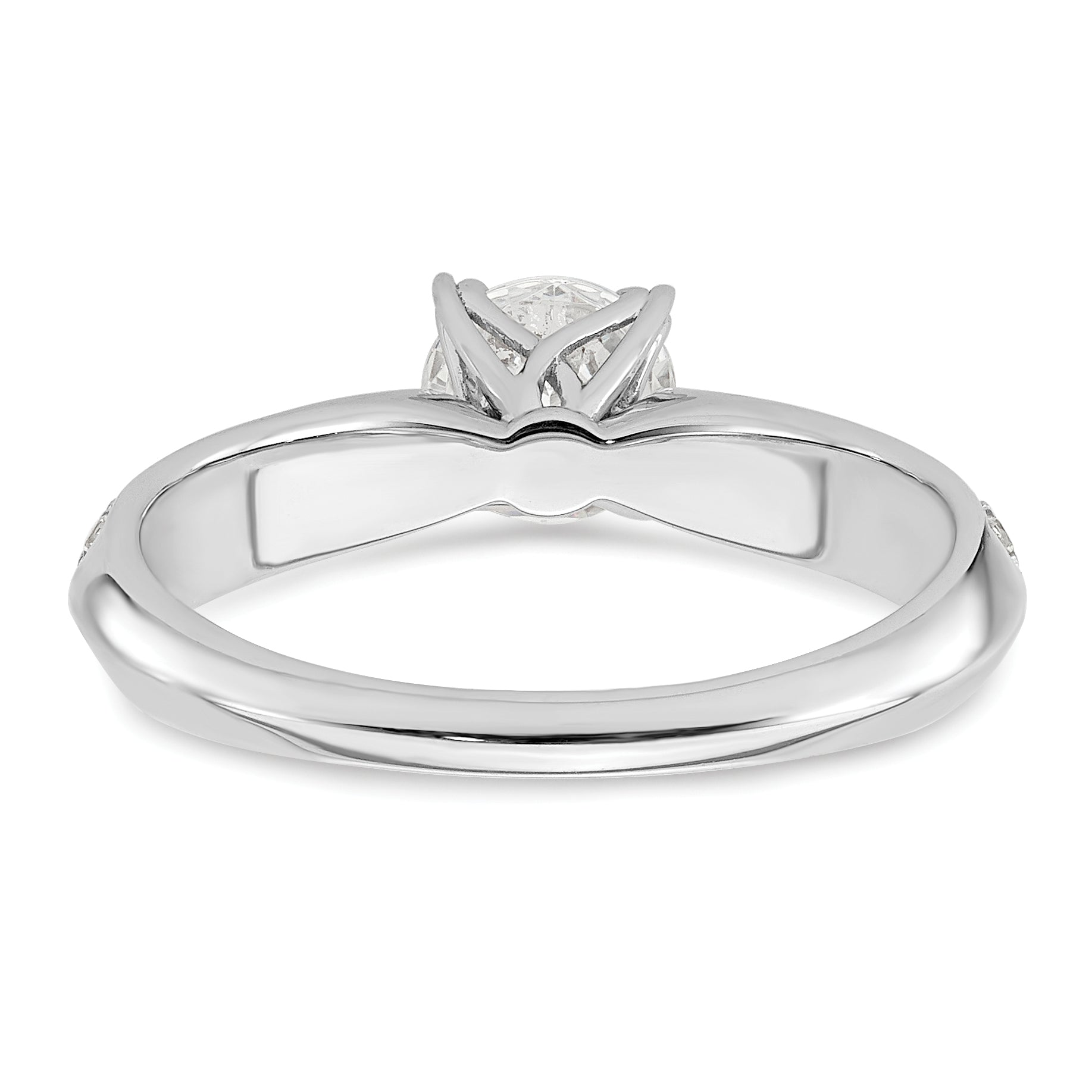 0.75ct. CZ Solid Real 14k White Polish 3/4ct Round Engagement Dia Ring