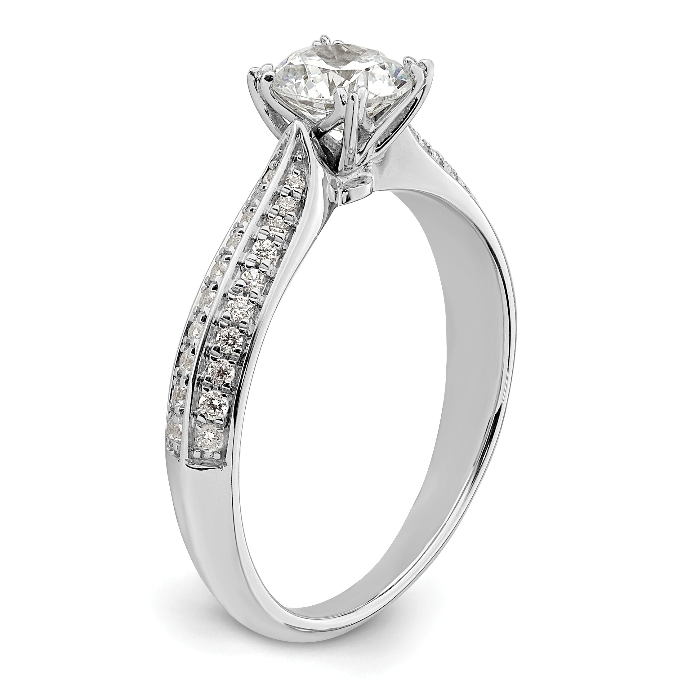 0.75ct. CZ Solid Real 14k White Polish 3/4ct Round Engagement Dia Ring