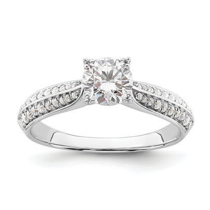0.75ct. CZ Solid Real 14k White Polish 3/4ct Round Engagement Dia Ring
