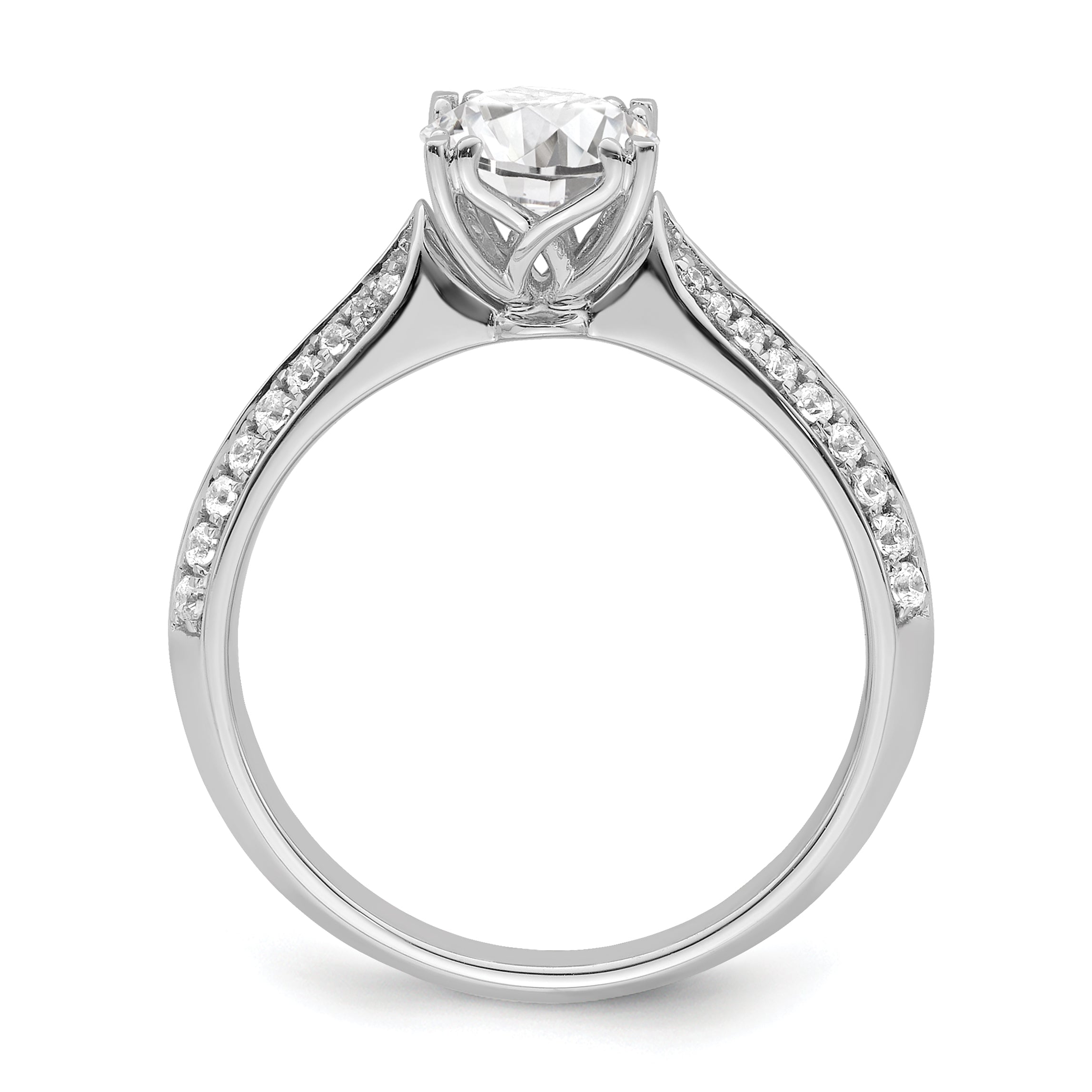 1.00ct. CZ Solid Real 14k White Polish 1ct Round Engagement Dia Ring