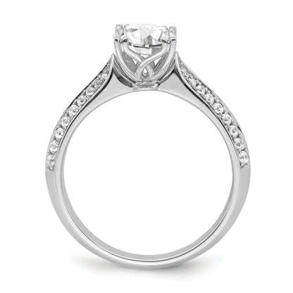 1.00ct. CZ Solid Real 14k White Polish 1ct Round Engagement Dia Ring