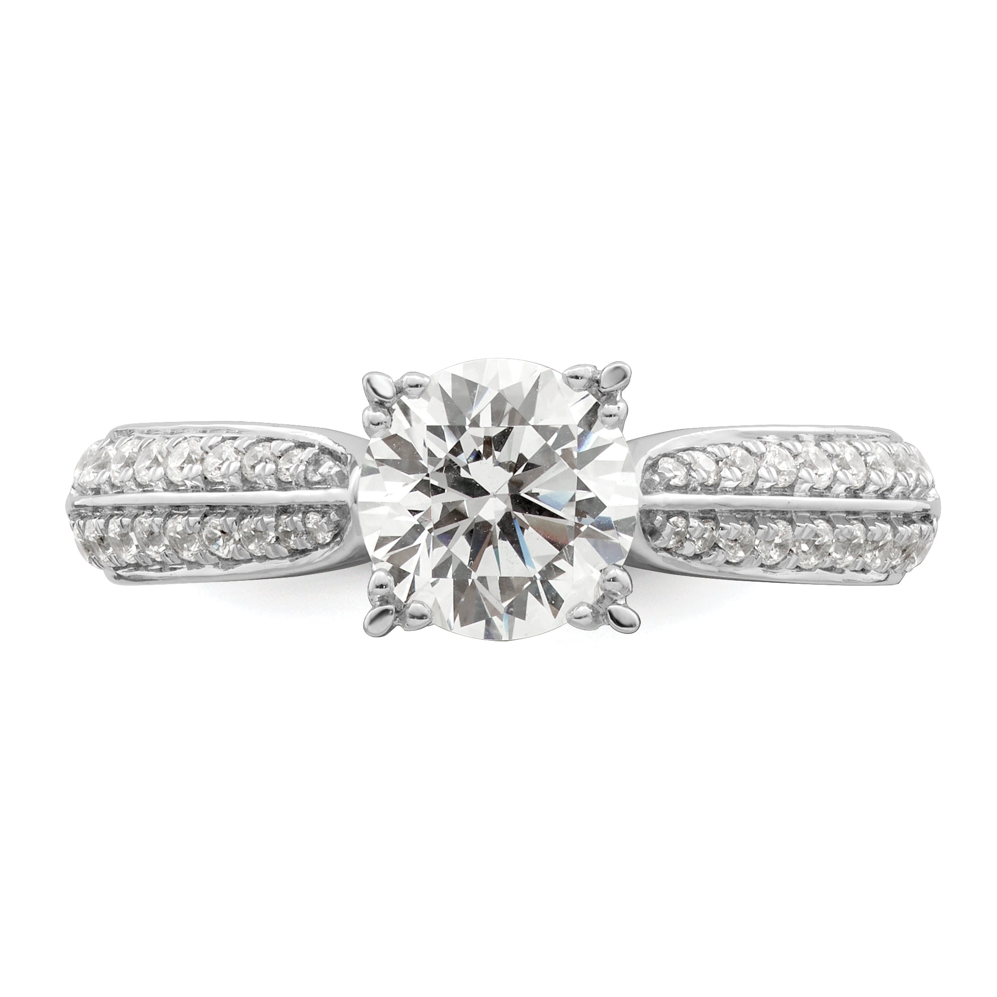 1.00ct. CZ Solid Real 14k White Polish 1ct Round Engagement Dia Ring