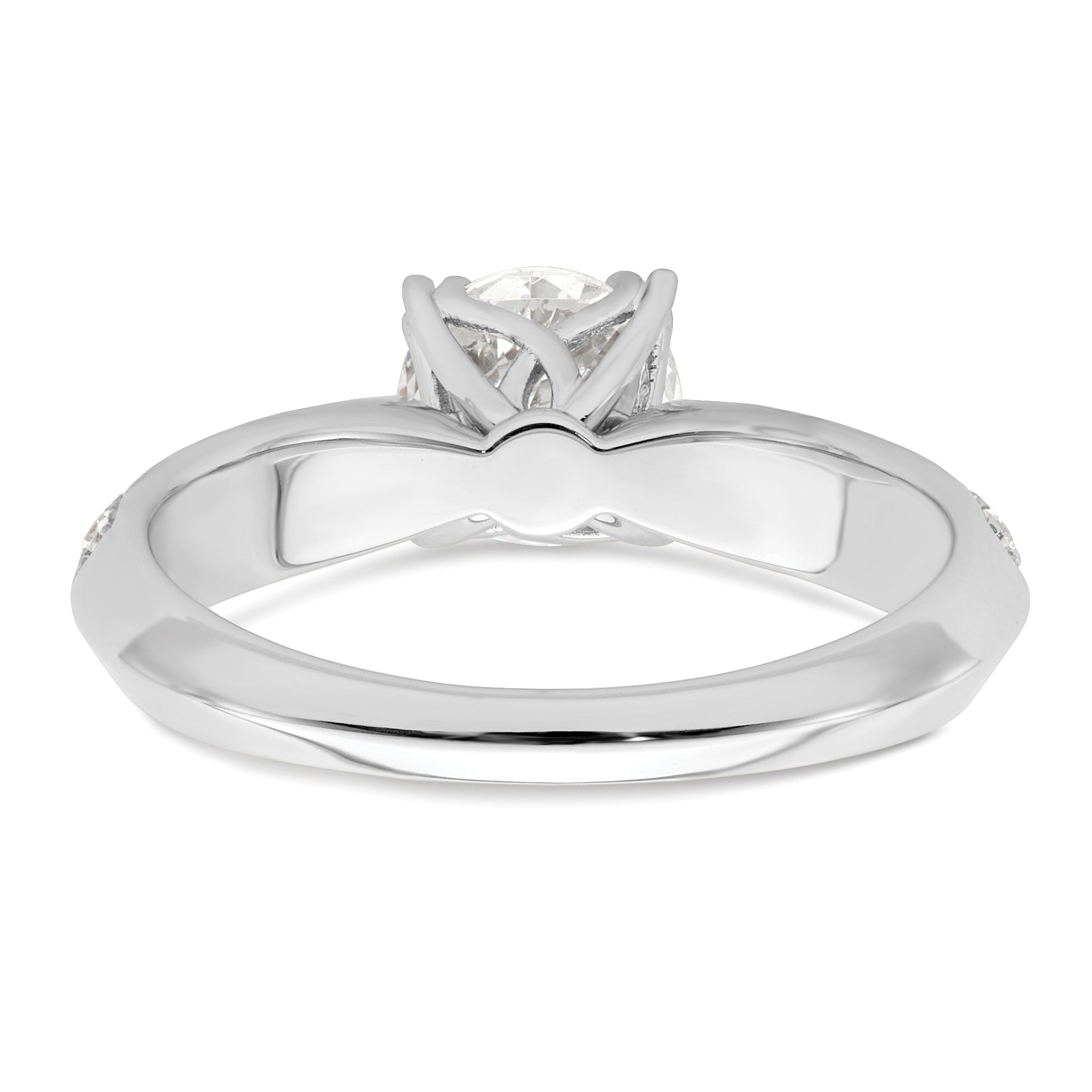 1.00ct. CZ Solid Real 14k White Polish 1ct Round Engagement Dia Ring