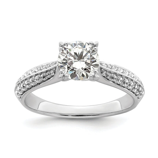 1.00ct. CZ Solid Real 14k White Polish 1ct Round Engagement Dia Ring