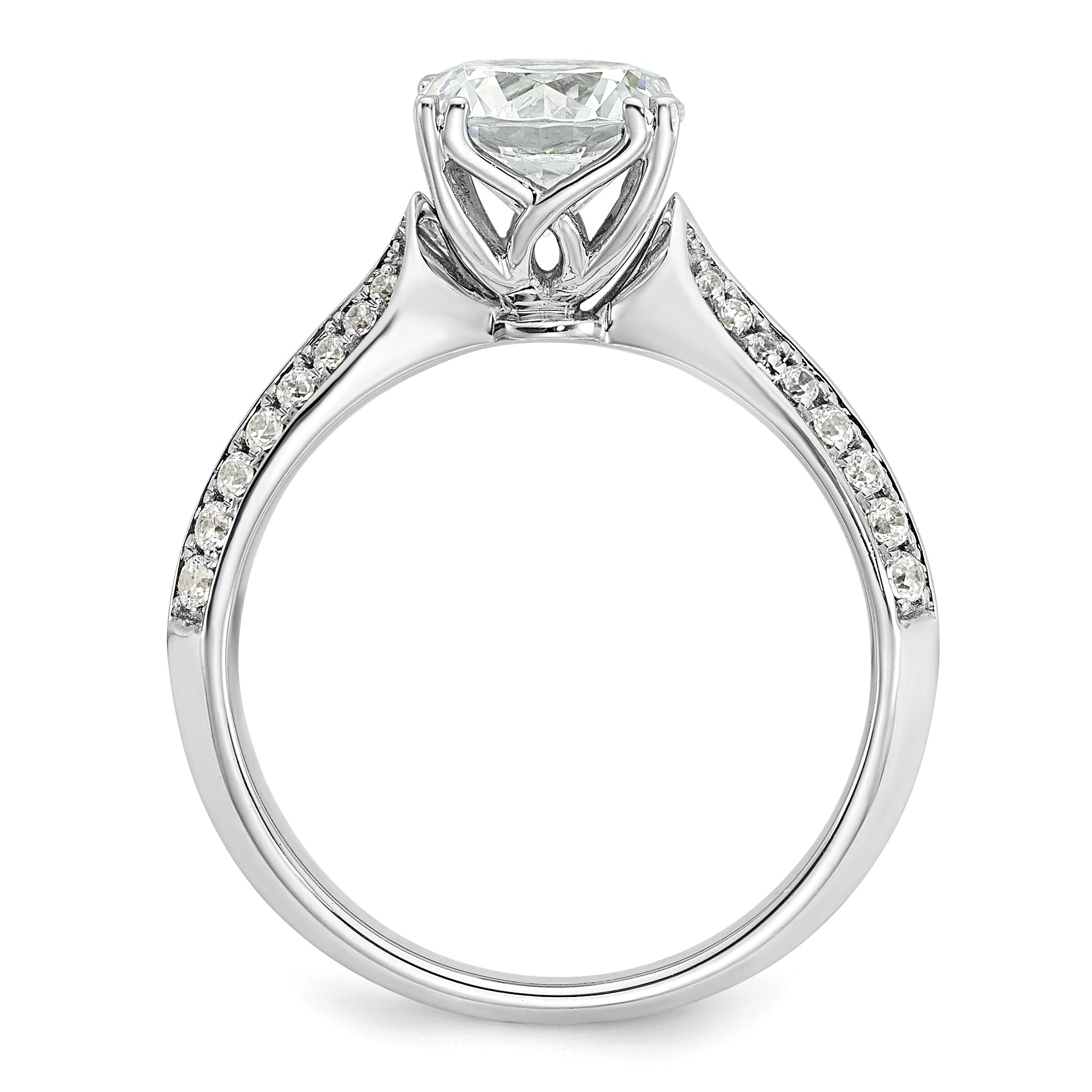 1.50ct. CZ Solid Real 14k White Polish 1 1/2ct Round Engagement Dia Ring