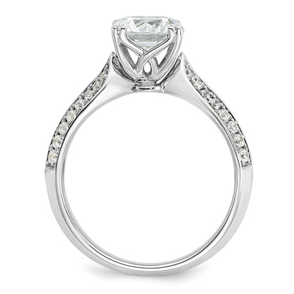1.50ct. CZ Solid Real 14k White Polish 1 1/2ct Round Engagement Dia Ring