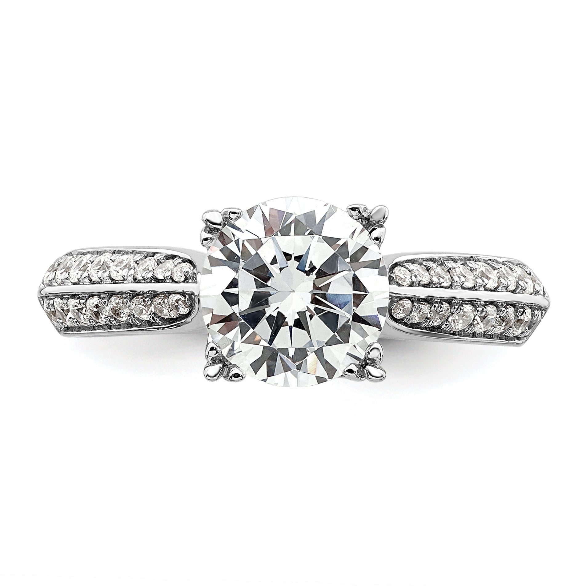 1.50ct. CZ Solid Real 14k White Polish 1 1/2ct Round Engagement Dia Ring