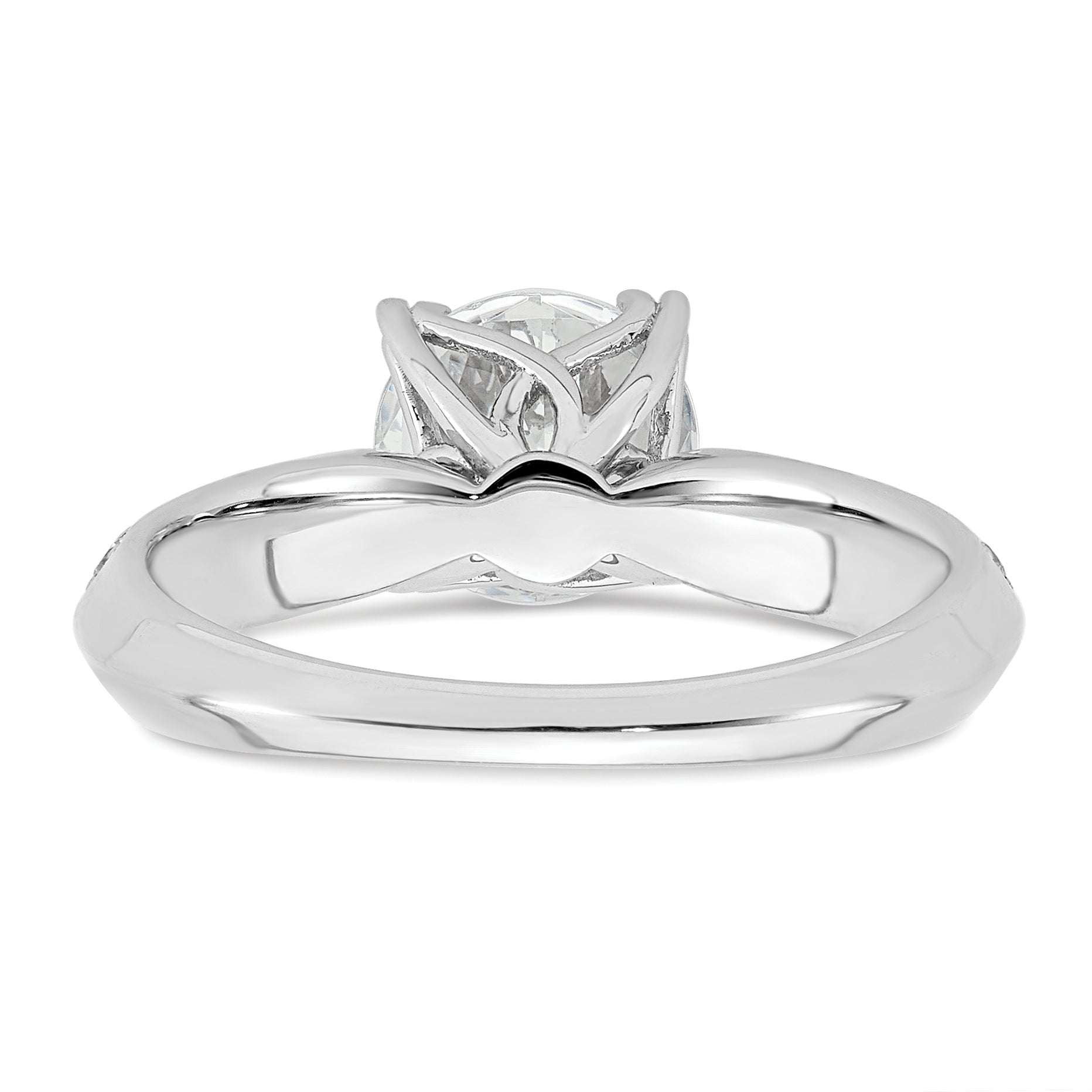 1.50ct. CZ Solid Real 14k White Polish 1 1/2ct Round Engagement Dia Ring