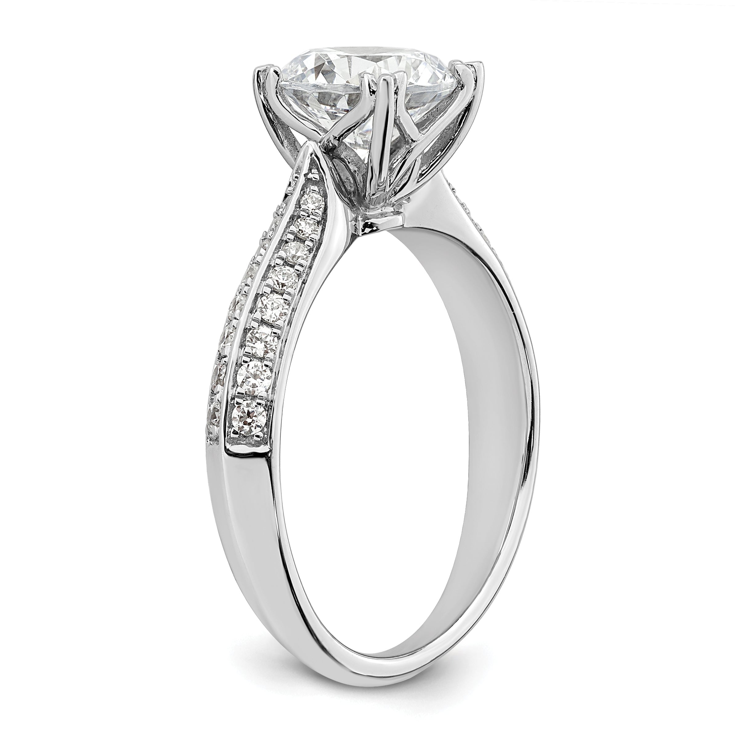 1.50ct. CZ Solid Real 14k White Polish 1 1/2ct Round Engagement Dia Ring