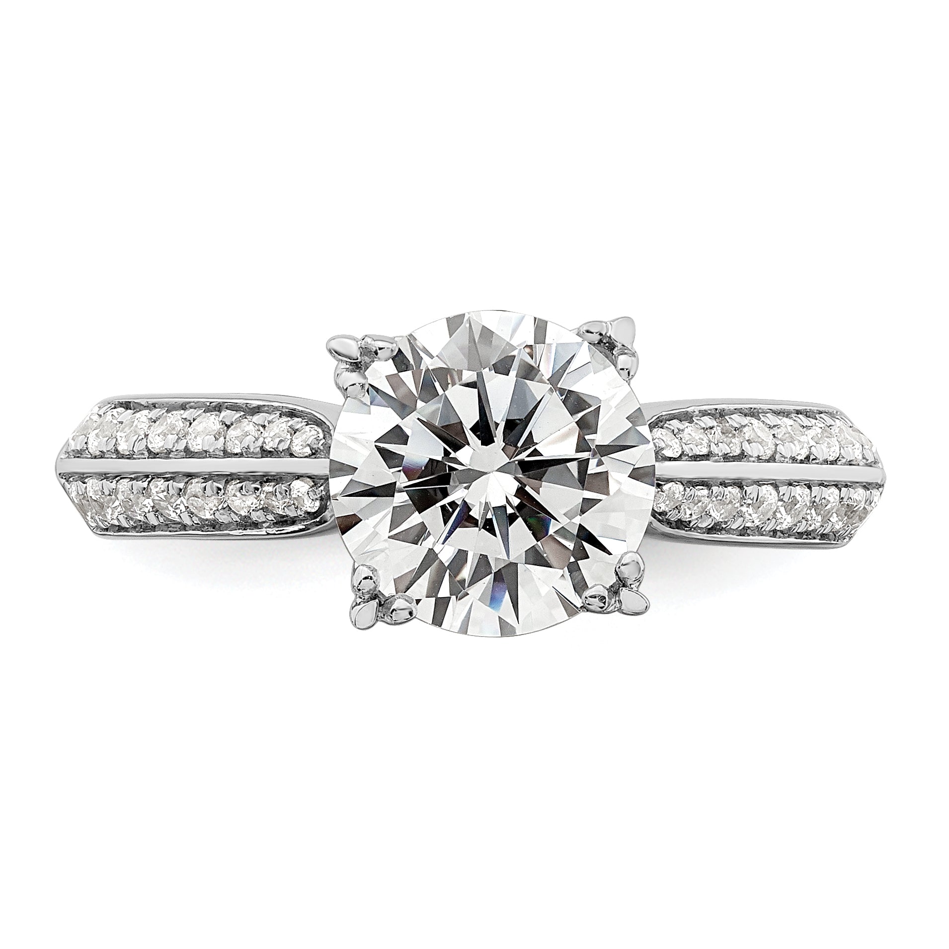2.00ct. CZ Solid Real 14k White Polish 2ct Round Engagement Dia Ring