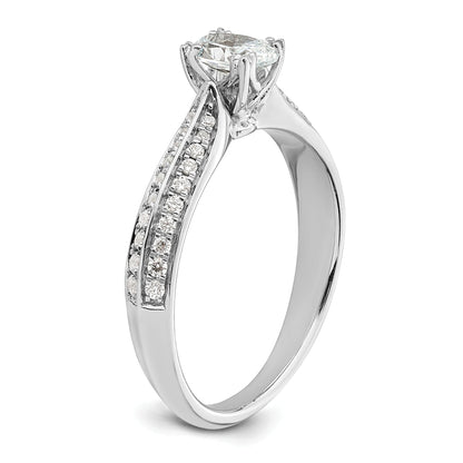 0.50ct. CZ Solid Real 14k White Polish 1/2ct Oval Engagement Dia Ring