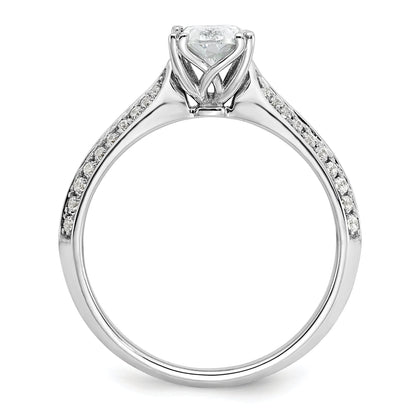 0.75ct. CZ Solid Real 14k White Polish 3/4ct Oval Engagement Dia Ring