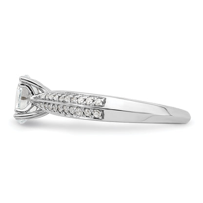 0.75ct. CZ Solid Real 14k White Polish 3/4ct Oval Engagement Dia Ring