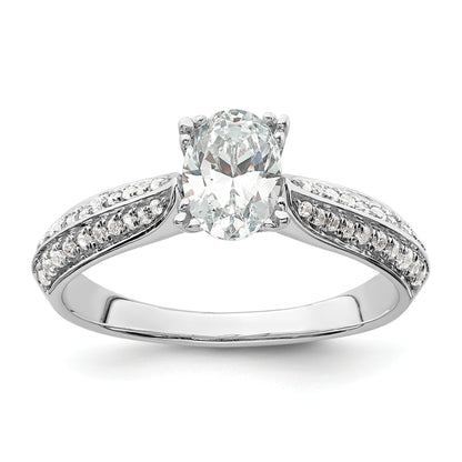 0.75ct. CZ Solid Real 14k White Polish 3/4ct Oval Engagement Dia Ring