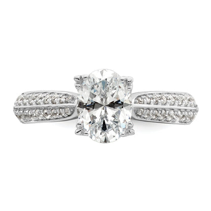 1.00ct. CZ Solid Real 14k White Polish 1ct Oval Engagement Dia Ring