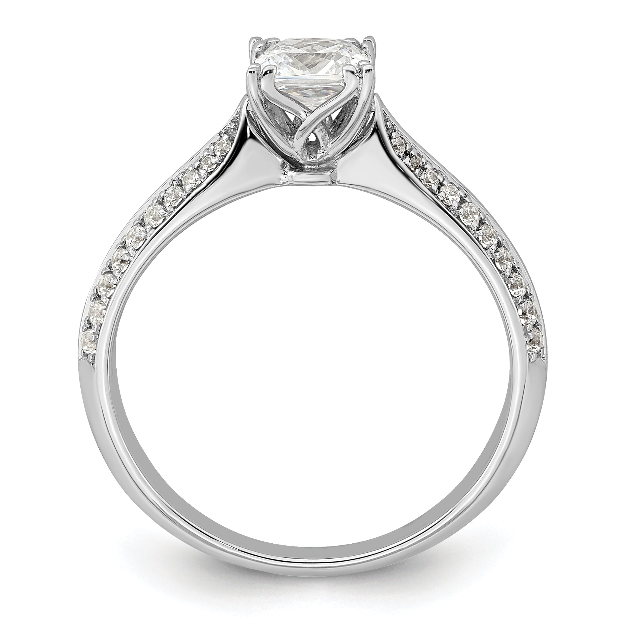 0.50ct. CZ Solid Real 14k White Polish 1/2ct Cushion Engagement Dia Ring