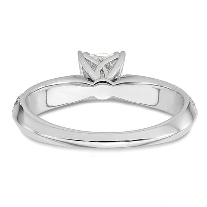 0.50ct. CZ Solid Real 14k White Polish 1/2ct Cushion Engagement Dia Ring