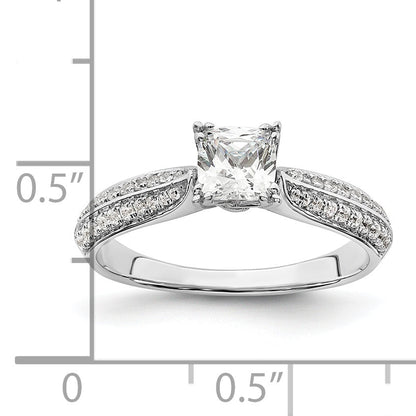 0.50ct. CZ Solid Real 14k White Polish 1/2ct Cushion Engagement Dia Ring