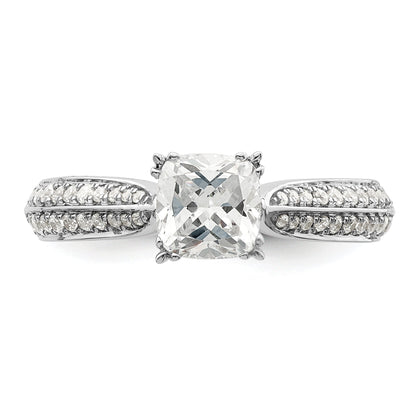 0.75ct. CZ Solid Real 14k White Polish 3/4ct Cushion Engagement Dia Ring