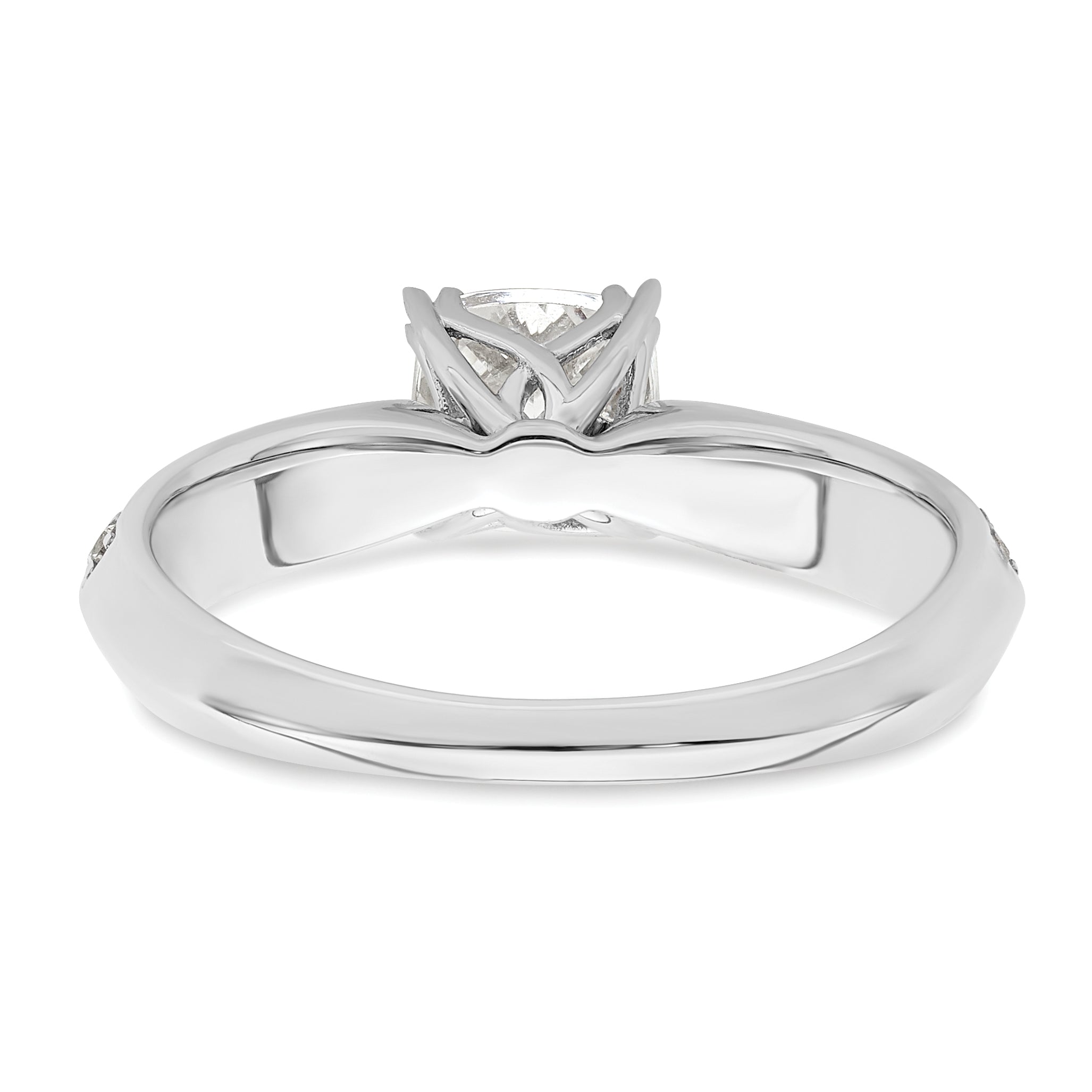 0.75ct. CZ Solid Real 14k White Polish 3/4ct Cushion Engagement Dia Ring