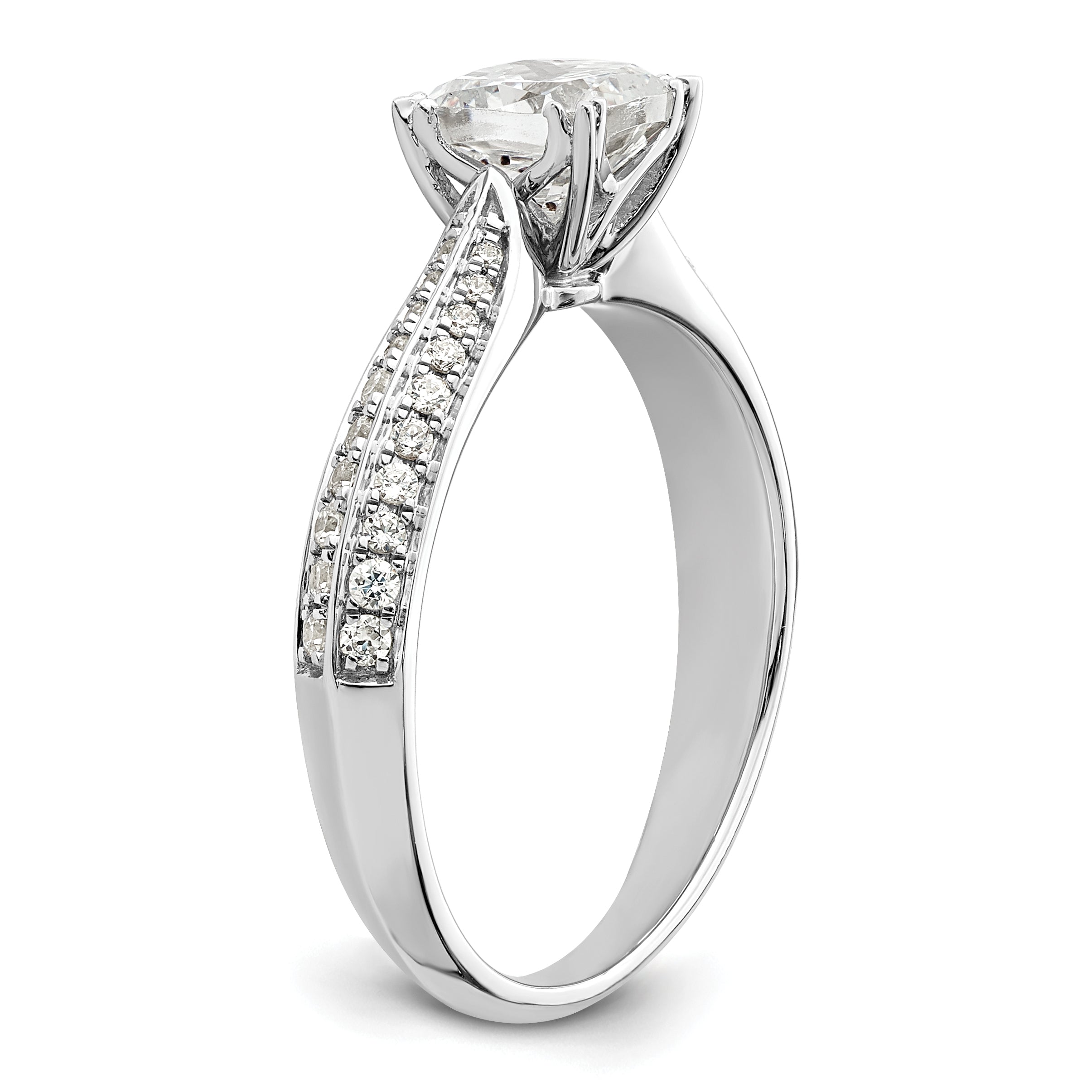 0.75ct. CZ Solid Real 14k White Polish 3/4ct Cushion Engagement Dia Ring