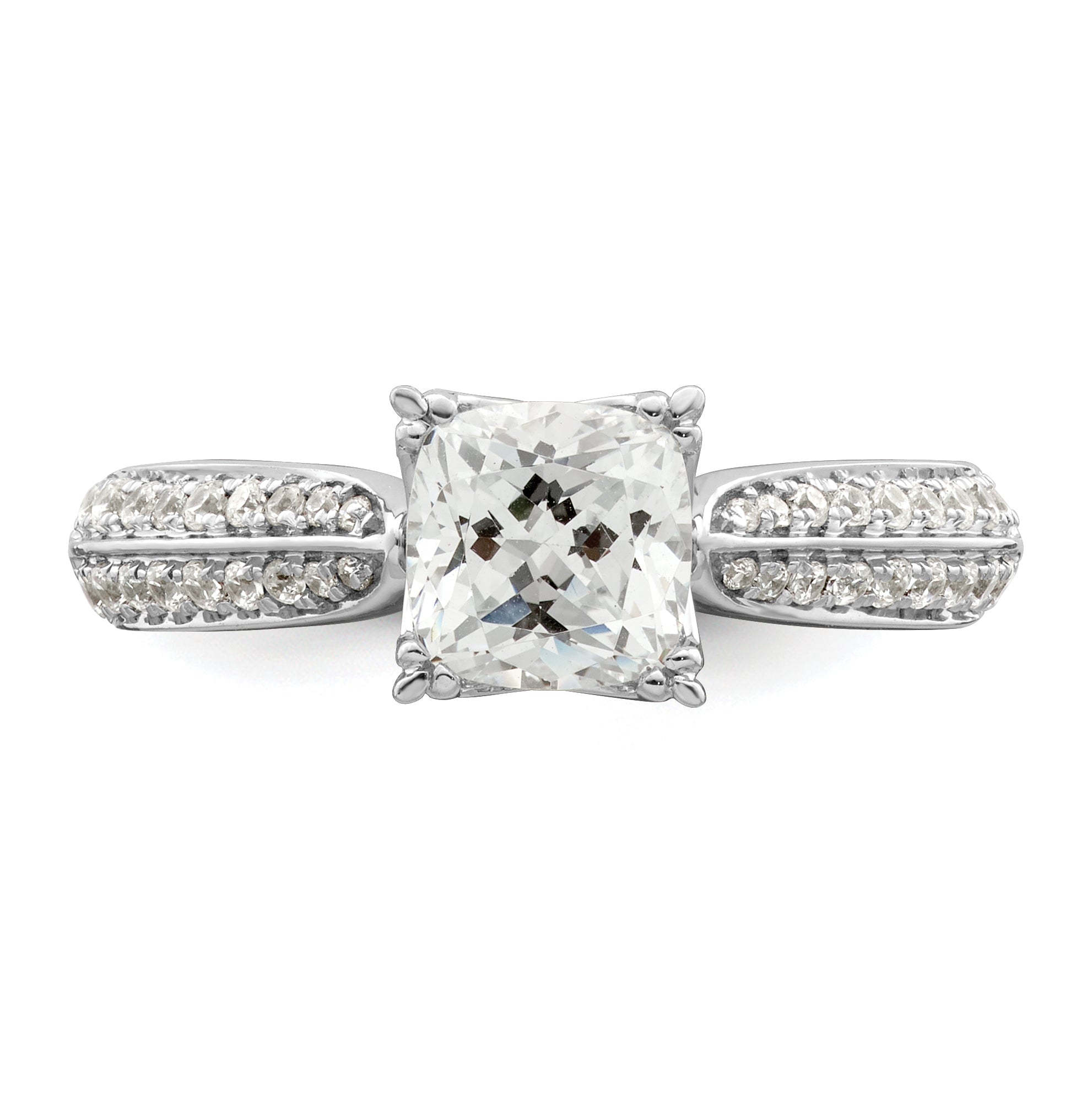 1.00ct. CZ Solid Real 14k White Polish 1ct Cushion Engagement Dia Ring
