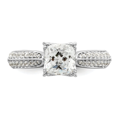 1.00ct. CZ Solid Real 14k White Polish 1ct Cushion Engagement Dia Ring