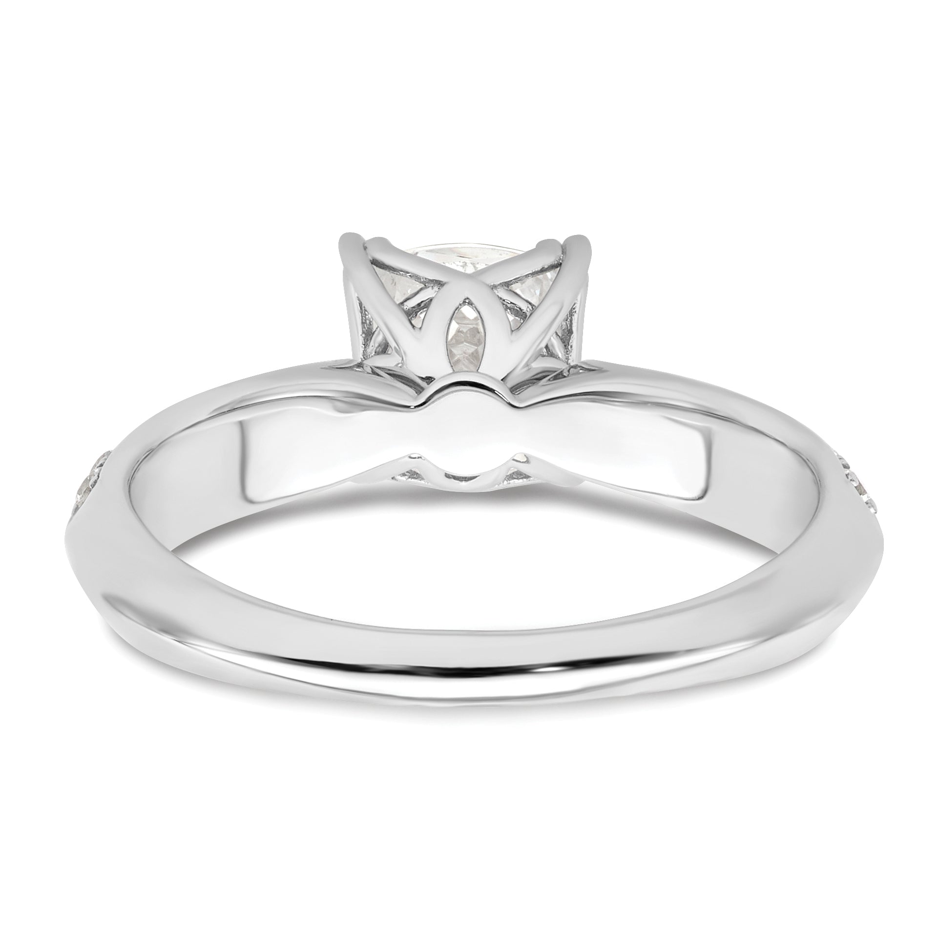 1.00ct. CZ Solid Real 14k White Polish 1ct Cushion Engagement Dia Ring